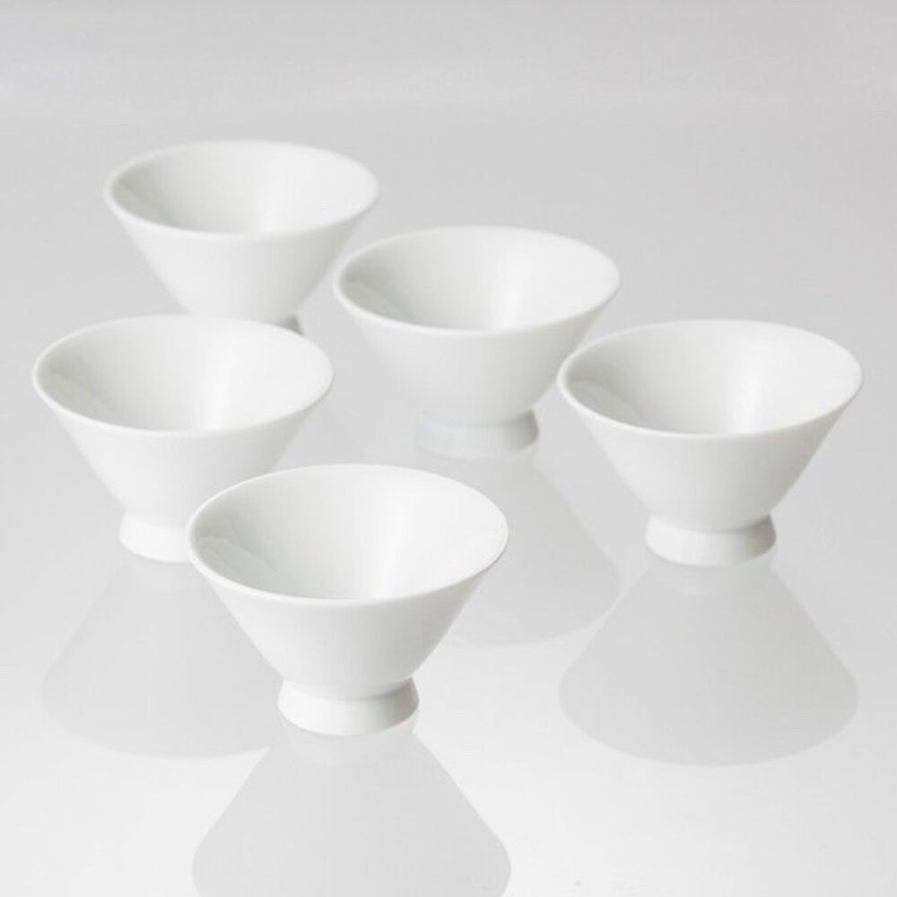 Japanese Yunomi White Porcelain Tea Cup 5pc Set NWOB Home Drinkware Gift Kitchen